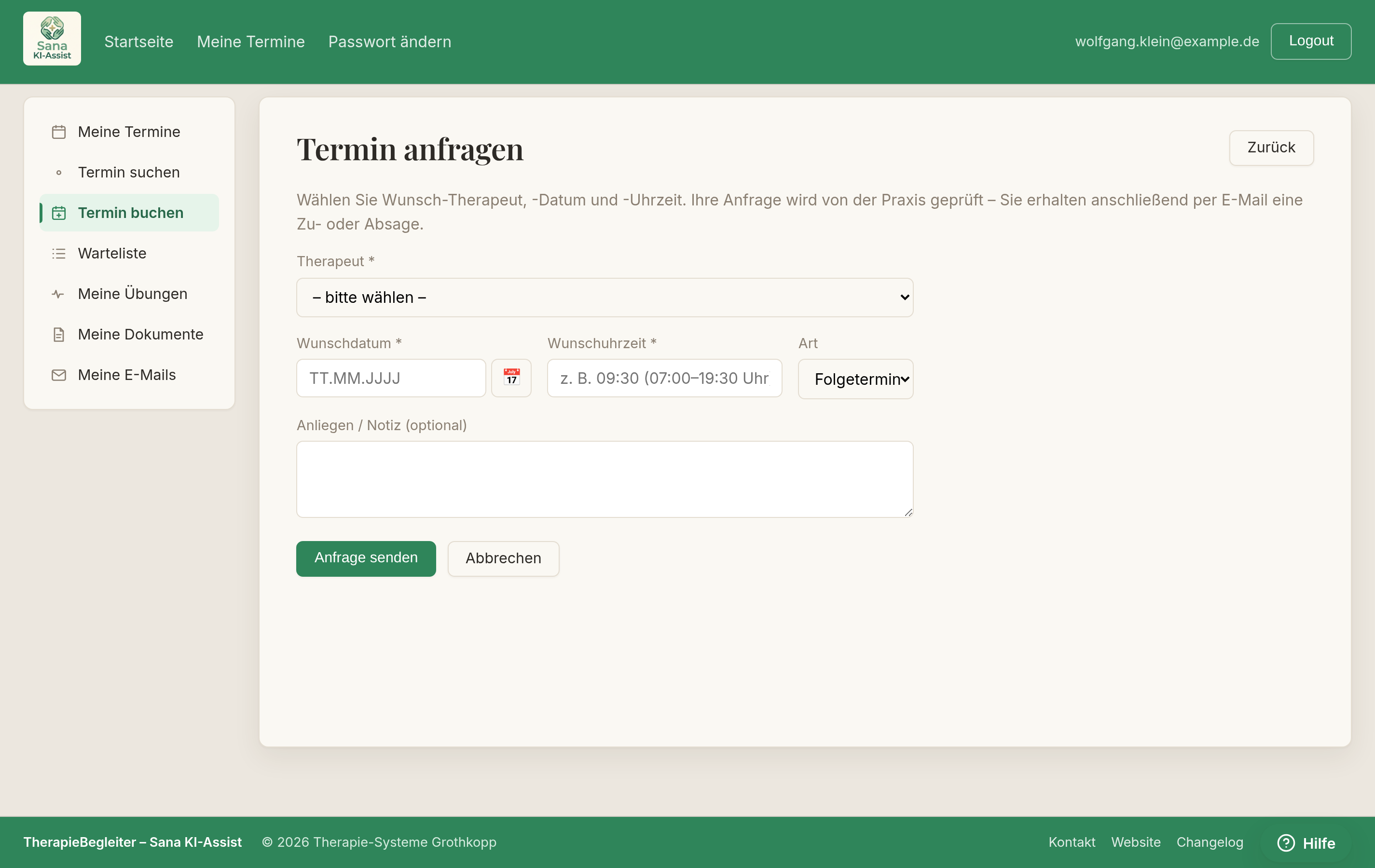 Patientenportal: Termin buchen